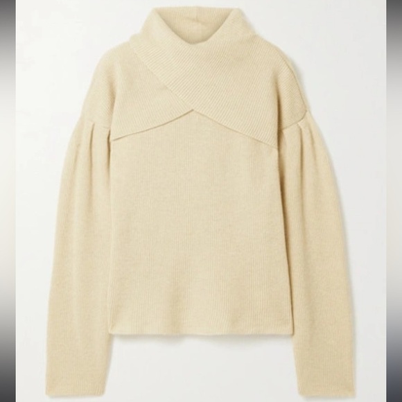NANUSHKA | Korina | Merino Wool Blend | Layered Ribbed Knit Sweater | Cream | XS - Picture 1 of 10